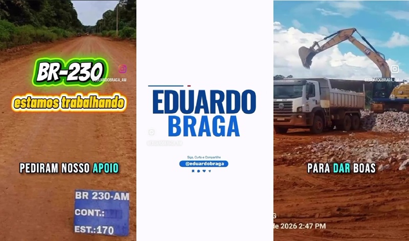 Com atuação do senador Eduardo Braga, já começou a recuperação de um trecho crítico da BR-230, entre Lábrea e Humaitá, nas proximidades da Fazenda Bessa e do Rio Açu.